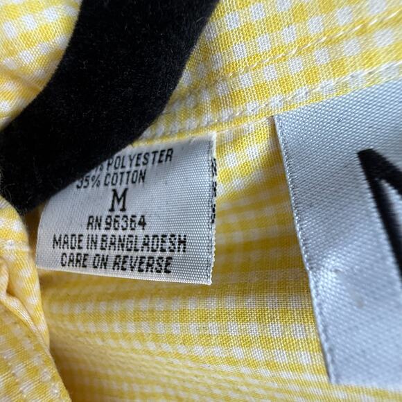 Gingham Top Butter Yellow Embroidered Daisies Bees Button Down Shirt Gardencore - Picture 5 of 7